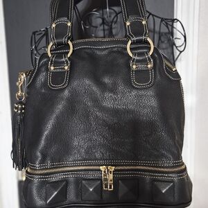 Kate Landry Black Shoulder Bag with Gold Accents